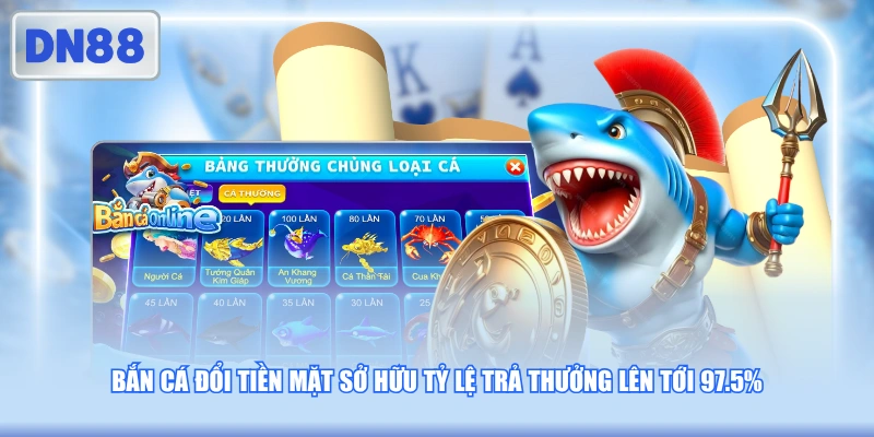 Bắn cá đổi tiền mặt sở hữu tỷ lệ trả thưởng lên tới 97.5%