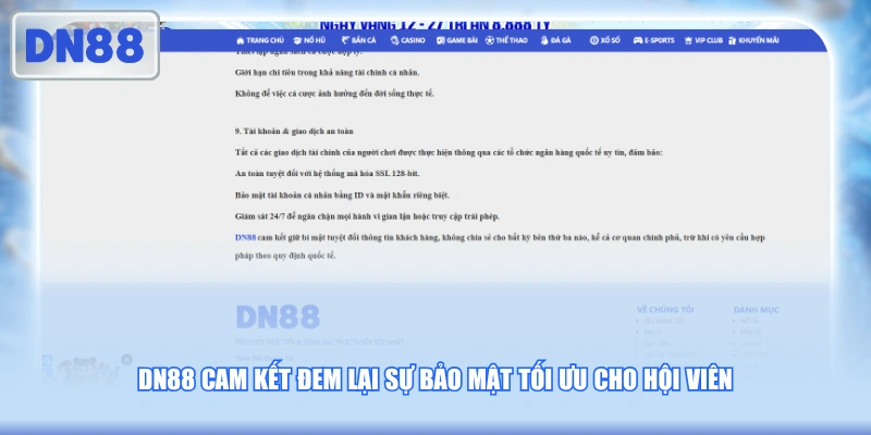 DN88 cam kết đem lại sự bảo mật tối ưu cho hội viên